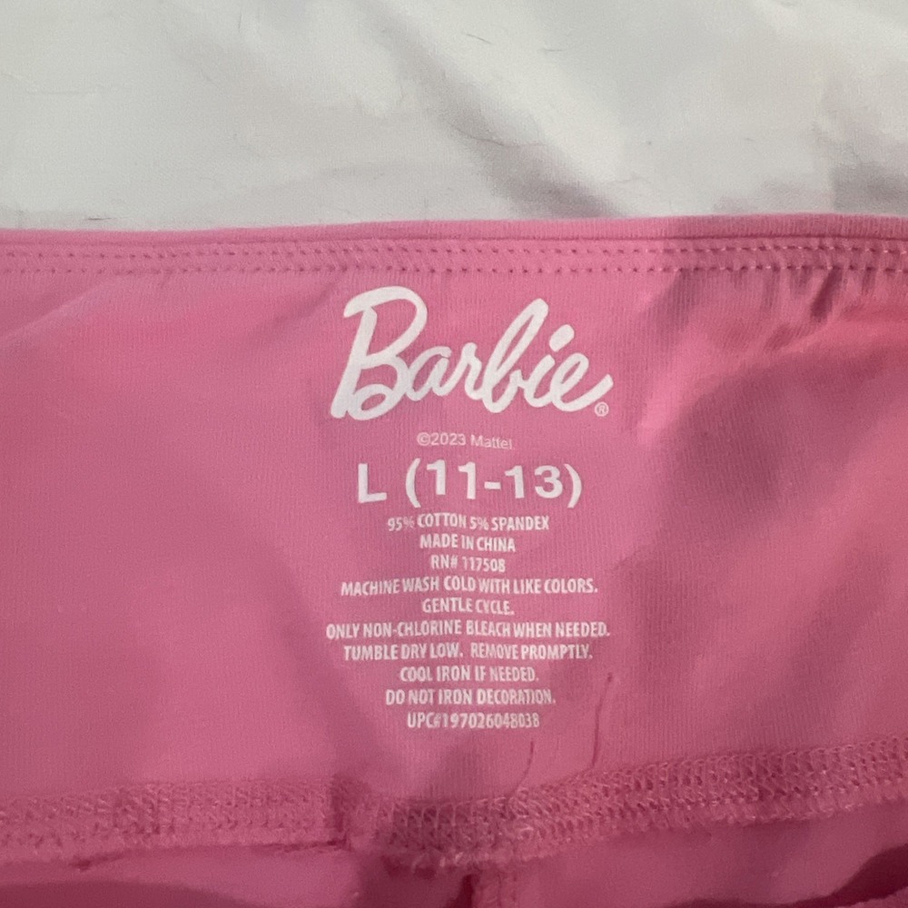 BARBIE BIKER SHORTS PINK WOMENS SIZE large‎ 11-13  stretch vintage 003 - Picture 4 of 6